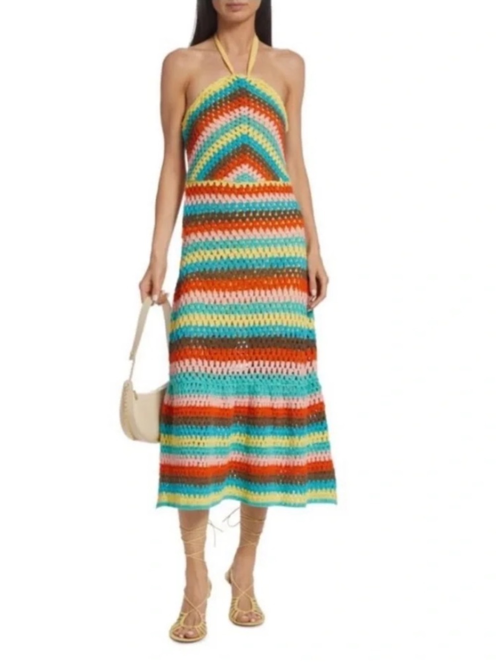 SAYLOR Freida Crochet Halter Midi Dress XS NWT resort cruise vacation beach